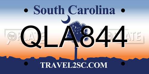 QLA844 South Carolina License Plate