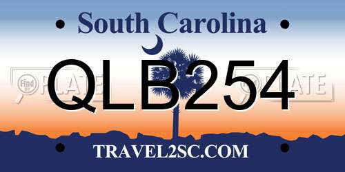 QLB254 South Carolina License Plate