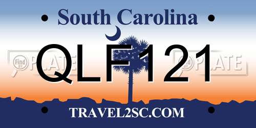 QLF121 South Carolina License Plate