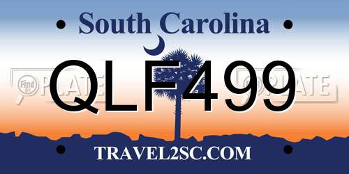 QLF499 South Carolina License Plate