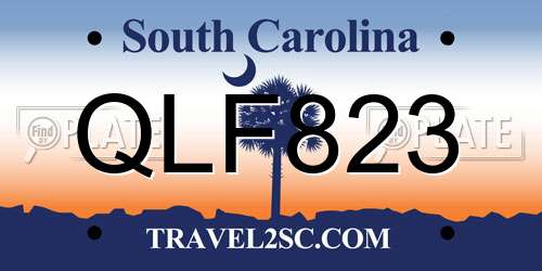QLF823 South Carolina License Plate