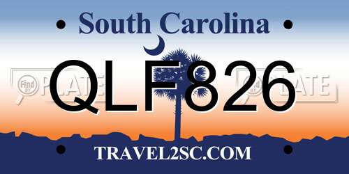 QLF826 South Carolina License Plate