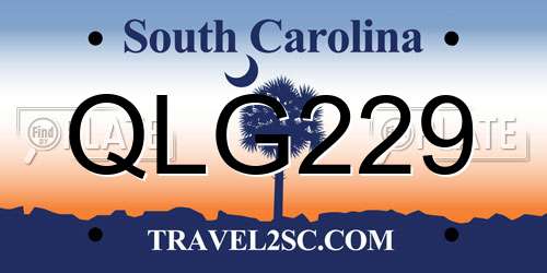 QLG229 South Carolina License Plate