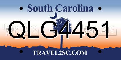 QLG4451 South Carolina License Plate