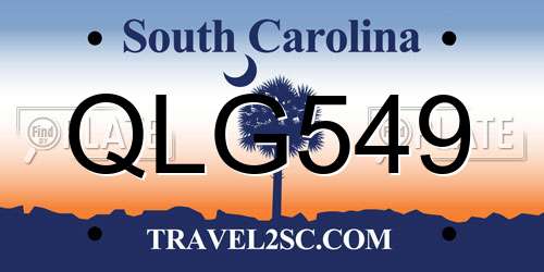 QLG549 South Carolina License Plate