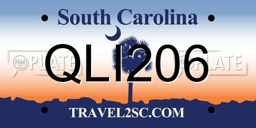 QLI206 South Carolina License Plate