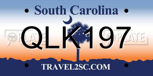 QLK197 South Carolina License Plate