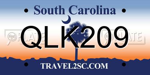 QLK209 South Carolina License Plate