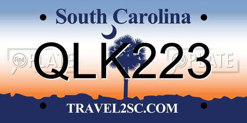 QLK223 South Carolina License Plate