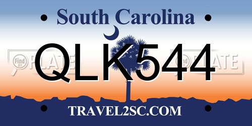 QLK544 South Carolina License Plate