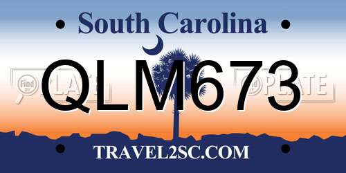 QLM673 South Carolina License Plate