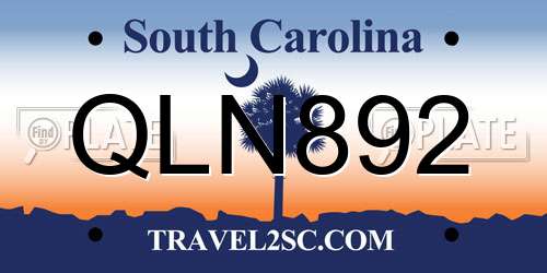 QLN892 South Carolina License Plate