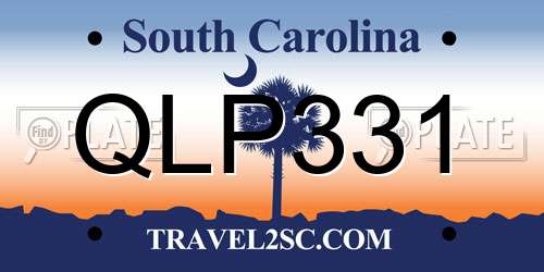 QLP331 South Carolina License Plate