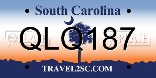 QLQ187 South Carolina License Plate