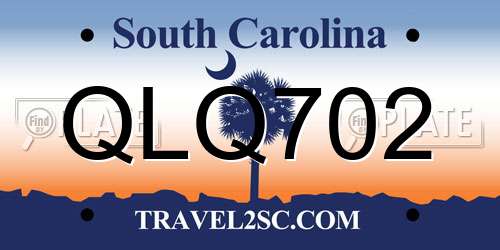 QLQ702 South Carolina License Plate