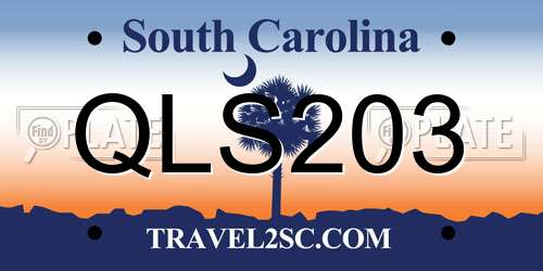 QLS203 South Carolina License Plate