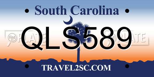 QLS589 South Carolina License Plate