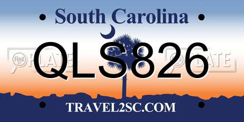 QLS826 South Carolina License Plate