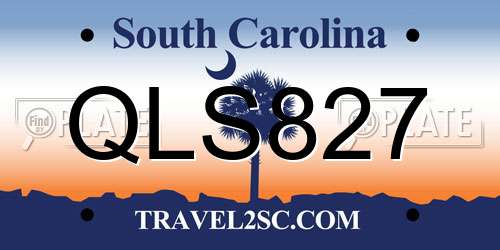 QLS827 South Carolina License Plate