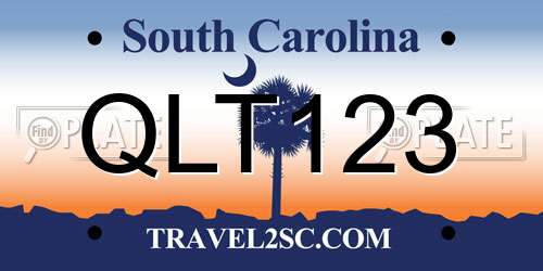 QLT123 South Carolina License Plate