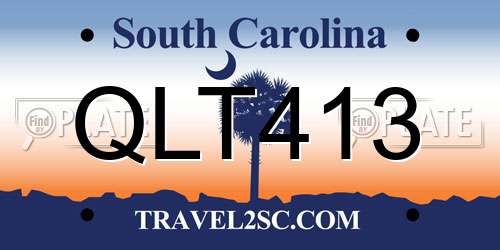 QLT413 South Carolina License Plate