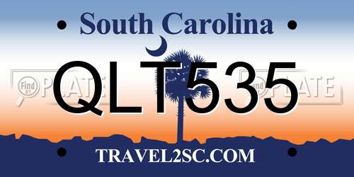 QLT535 South Carolina License Plate