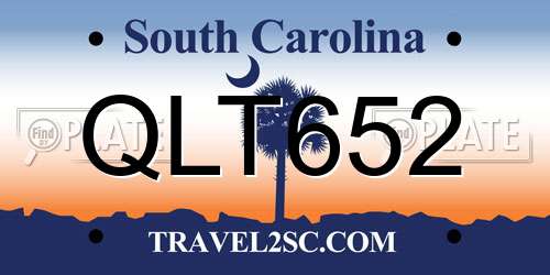 QLT652 South Carolina License Plate