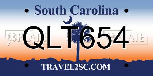 QLT654 South Carolina License Plate