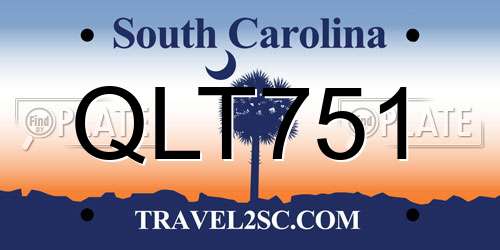 QLT751 South Carolina License Plate
