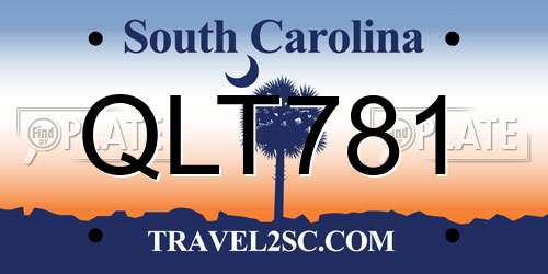 QLT781 South Carolina License Plate