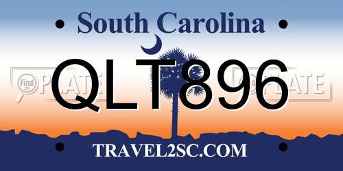 QLT896 South Carolina License Plate