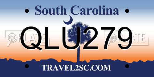 QLU279 South Carolina License Plate