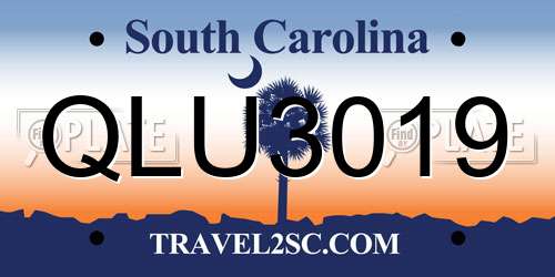 QLU3019 South Carolina License Plate