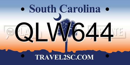 QLW644 South Carolina License Plate