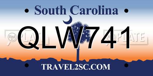 QLW741 South Carolina License Plate
