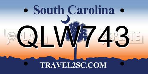 QLW743 South Carolina License Plate