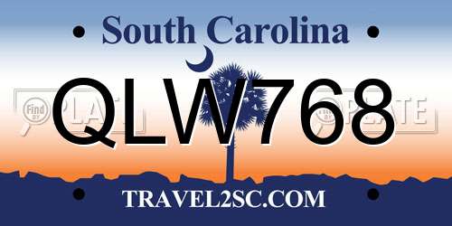 QLW768 South Carolina License Plate