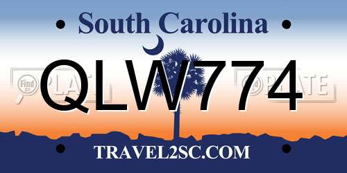 QLW774 South Carolina License Plate