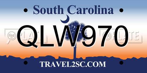 QLW970 South Carolina License Plate
