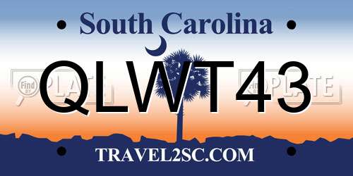 QLWT43 South Carolina License Plate