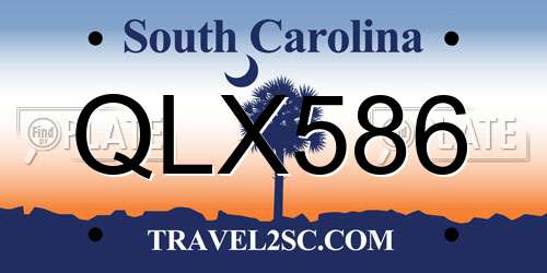 QLX586 South Carolina License Plate