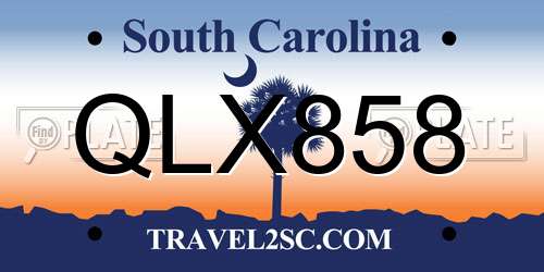 QLX858 South Carolina License Plate