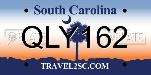 QLY162 South Carolina License Plate