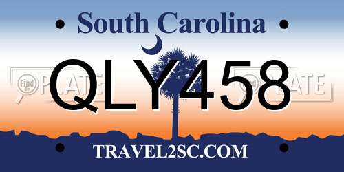 QLY458 South Carolina License Plate