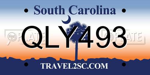 QLY493 South Carolina License Plate