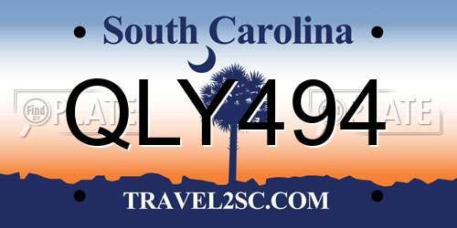 QLY494 South Carolina License Plate
