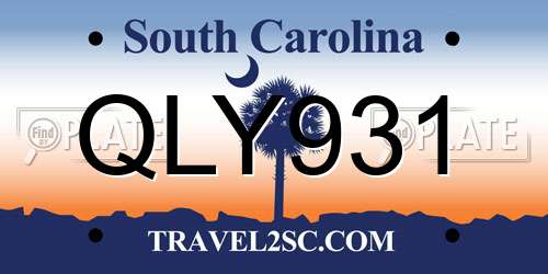 QLY931 South Carolina License Plate