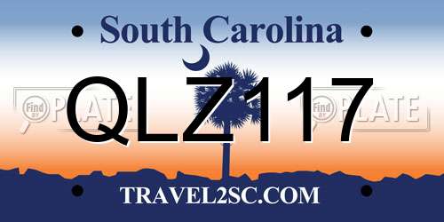 QLZ117 South Carolina License Plate