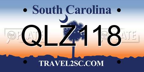 QLZ118 South Carolina License Plate