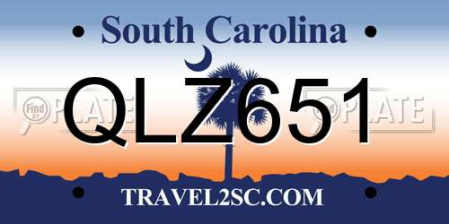 QLZ651 South Carolina License Plate